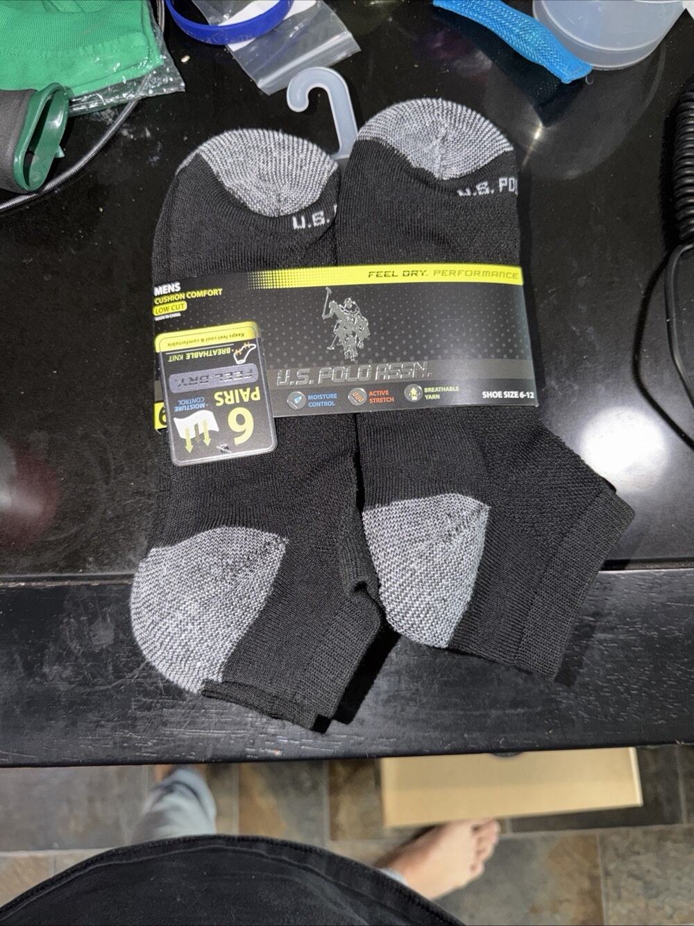 6 Men's U.S. Polo Assn. Low Cut Moisture Control Breathable Socks Shoe Size 6-12